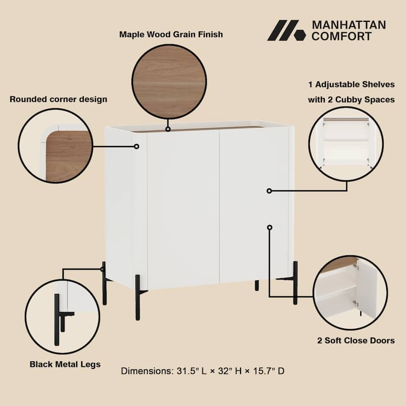 Manhattan Comfort 2-Piece Modern Abbey Accent Cabinet and Sideboard Set