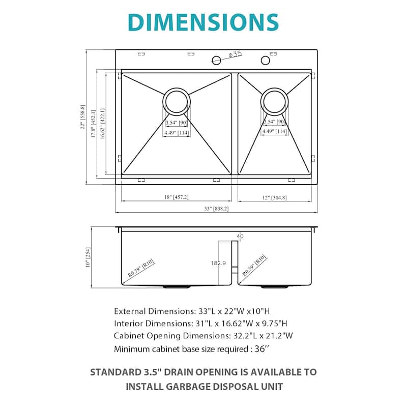 Drop-in Double Bowl 16 Gauge Stainless Steel Kitchen Sink in Brushed Nickel