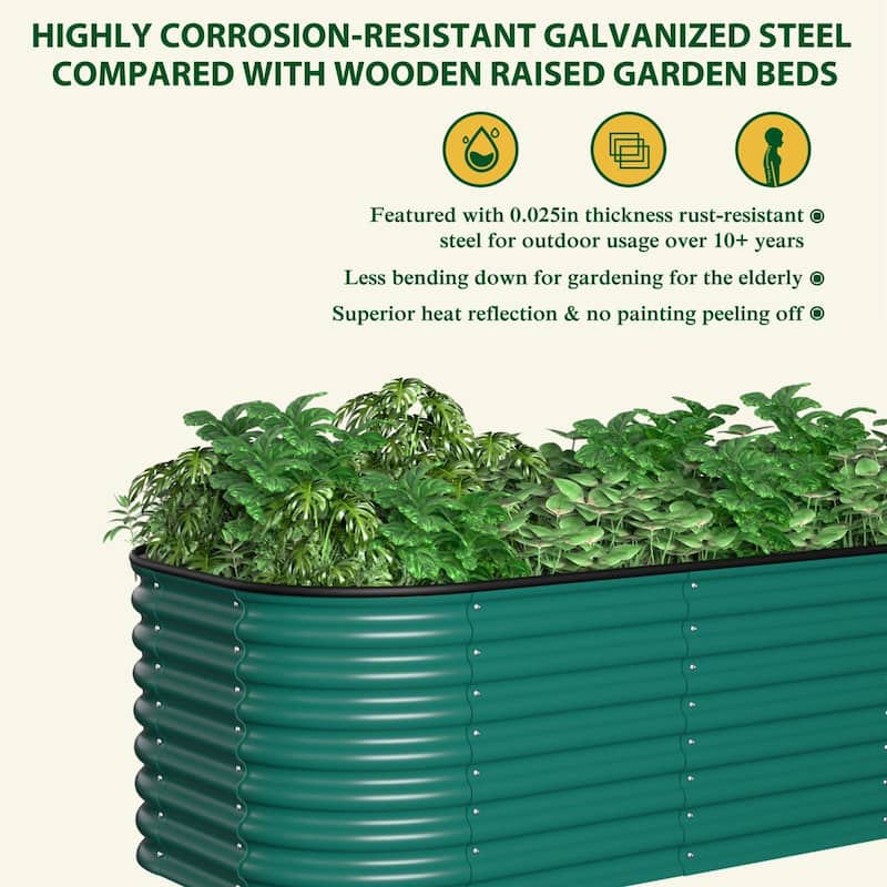 VEIKOUS 24''H Galvanized Steel Raised Garden Bed, Bottomless Design for Healthy Plant Growth