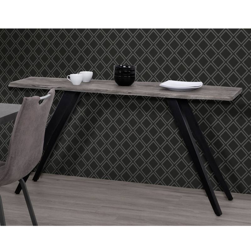 60" Acacia Wood and Metal Console Table