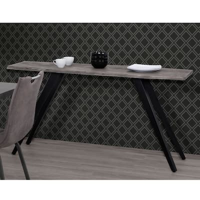 60" Acacia Wood and Metal Console Table