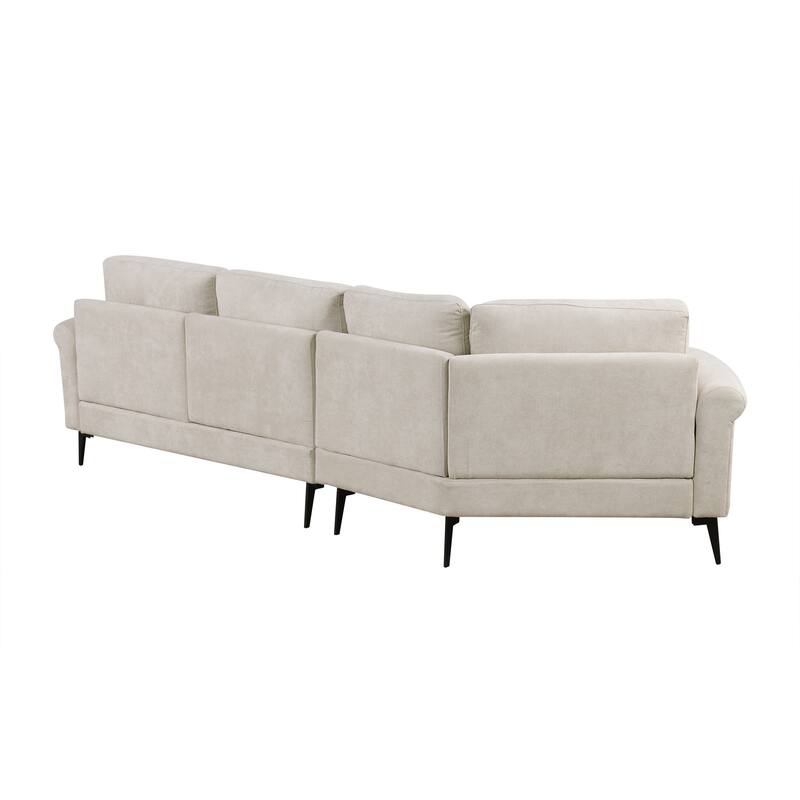 111" Chenille Curved 3-Seater Sofa with Removable Patterned Pillows