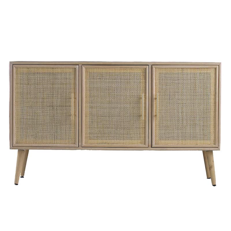 Dana 47 Inch TV Media Entertainment Console, 3 Rattan Doors, Modern, Brown