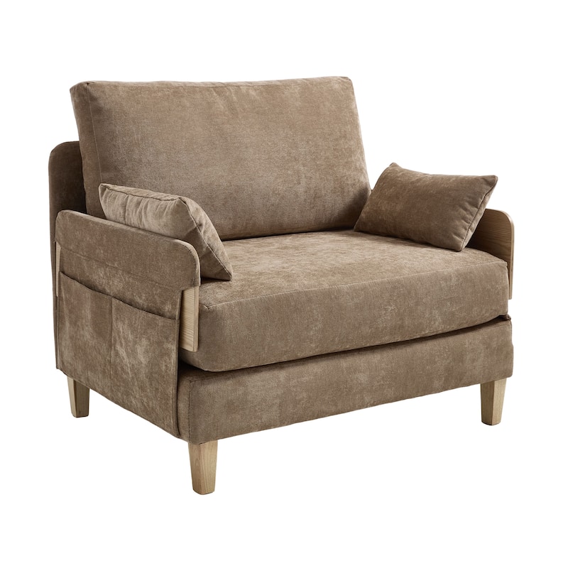 Chenille Upholstered 3-in-1 Convertible Sleeper Foldable Sofa Bed Recliner Chair with 3 Pillows
