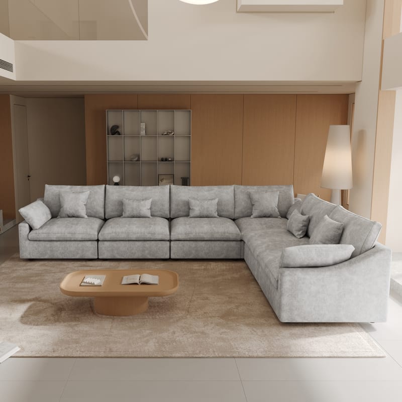 Large Linen Corner Sectional Sofa Couch for Living Room Set