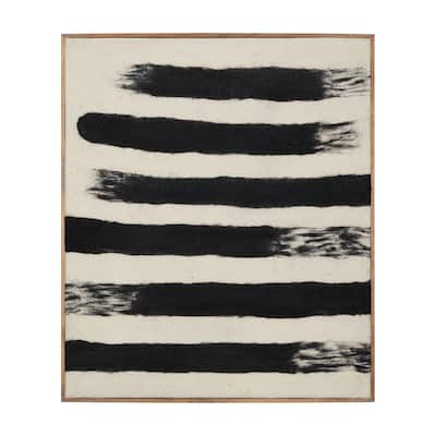 Rollins Large Cream w/ Black Stripes Wool Framed Art