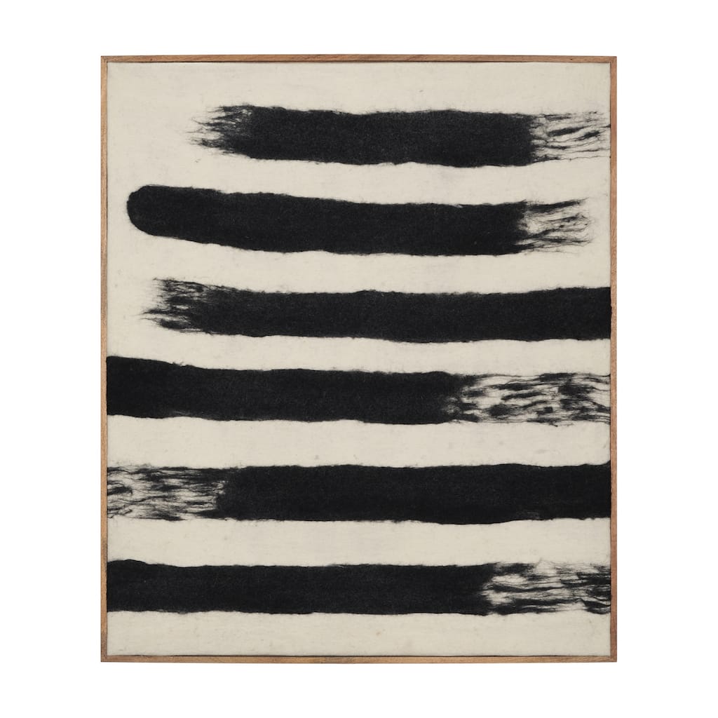 Rollins Large Cream w/ Black Stripes Wool Framed Art