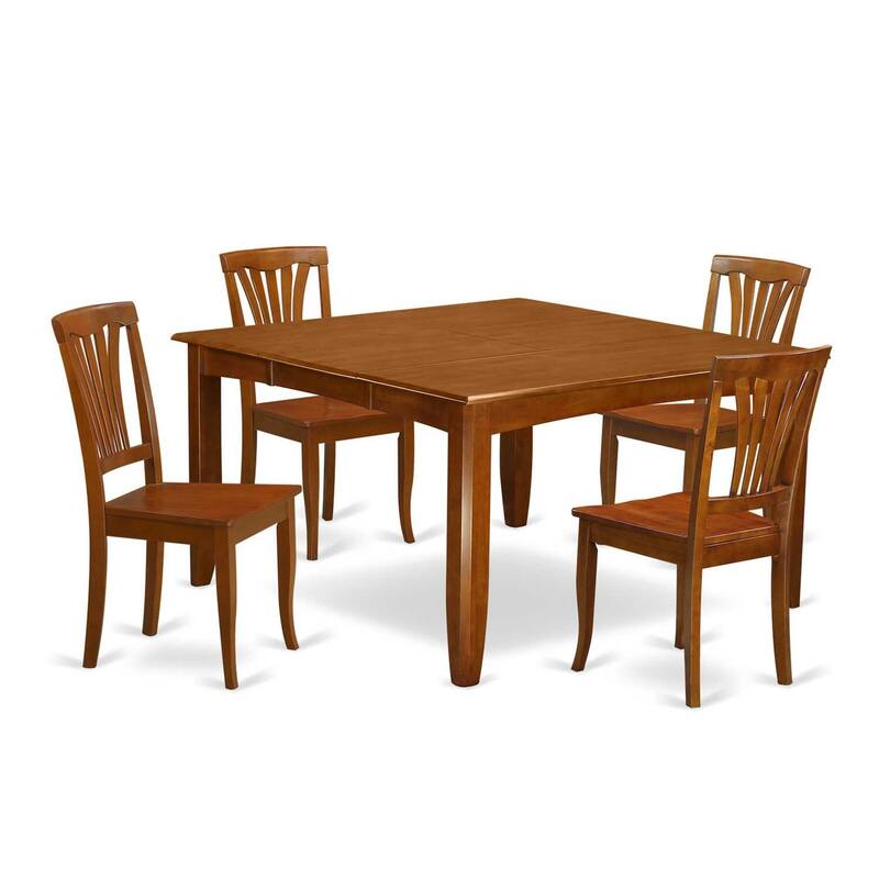 Dining Room Set - Table and Chairs Set - 54 Inch Square Table - 8 Chairs - Saddle Brown Finish