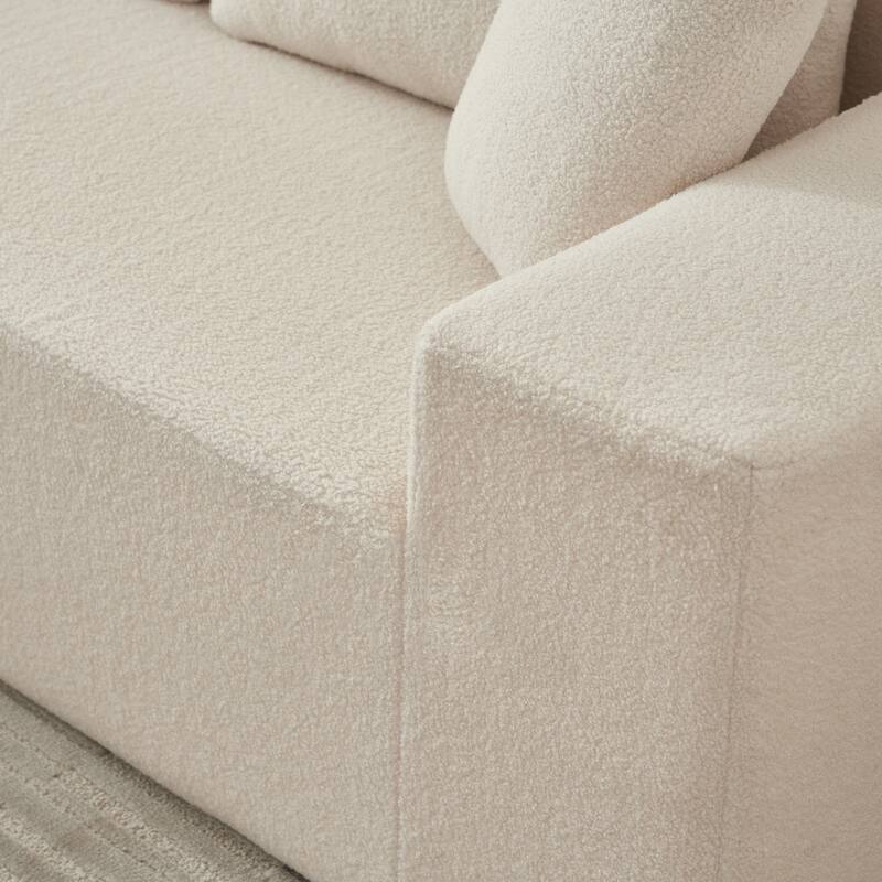 L-Shaped Modern Lambskin Fabric Upholstered Corner Cloud Sofa (Pure Sponge)