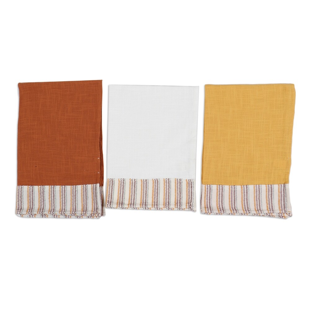 Geometric Embroidered Burgundy Cotton Tea Towels (Pair), 'Burgundy Sparkles