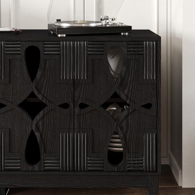 60.5" Mid Century Modern Sideboard Buffet Cabinet with Storage, Storage Cabinet with 4 Doors & Adjustable Shelves