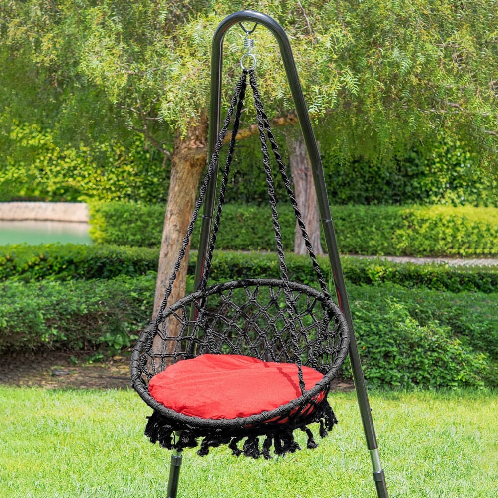 Bahia Macrame Hammock Chair Bedroom Rope Swing Indoor Outdoor Hand Woven Accent Chair - 42 x 32 in