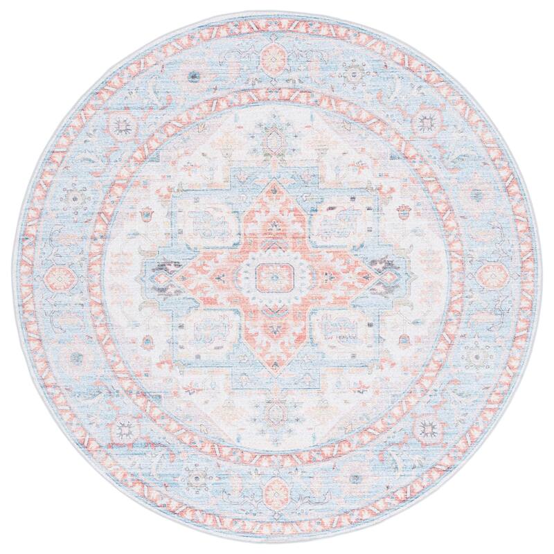 SAFAVIEH Arizona Fjola Vintage Rug - 6' Round - Turquoise/Rust