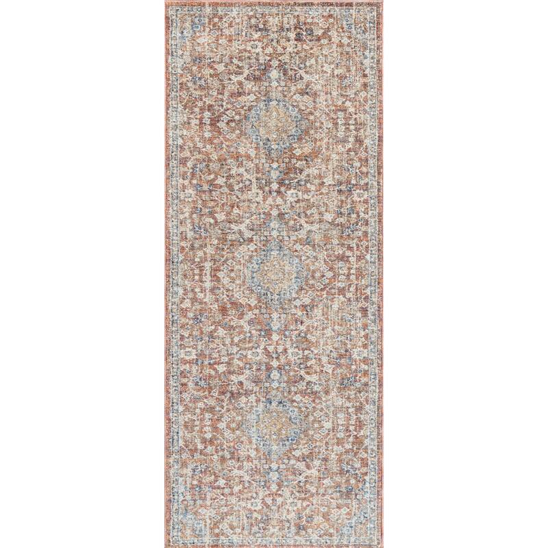 Stelios Collection Rust/Navy Transitional Area Rug