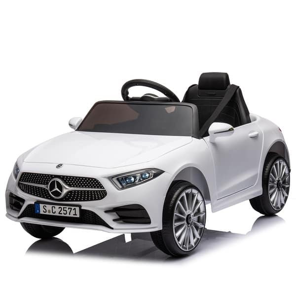 slide 2 of 36, 12V Kids Ride-On Mercedes-Benz CLS 350 with Four-Wheel Suspension Parental Remote USB and SD Ports Ideal Christmas Gift White