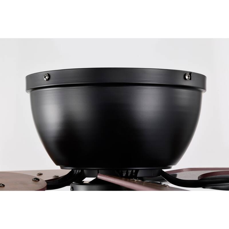 Kyemon 52-Inch Flushmount Lighted Ceiling Fan White Green Fronds Tiffany Glass Lamp Black Finish