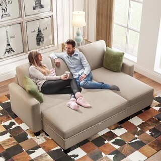 81"Reversible Sectional Couch with Storage Ottoman