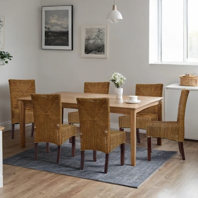 Bohemian 18.7" Wide Weave Seagrass Rattan Dining chairs with High Back - 18.7"W x 20.5"L x 36"H