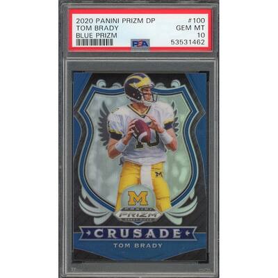 Tom Brady 2020 Panini Blue Prizm Draft Pick Football Card #100 Graded PSA 10 - 8'6" x 11'6"