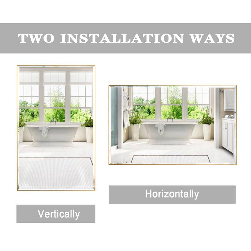 Aluminum Framed Rectangle Beveled Bathroom Wall Mirror