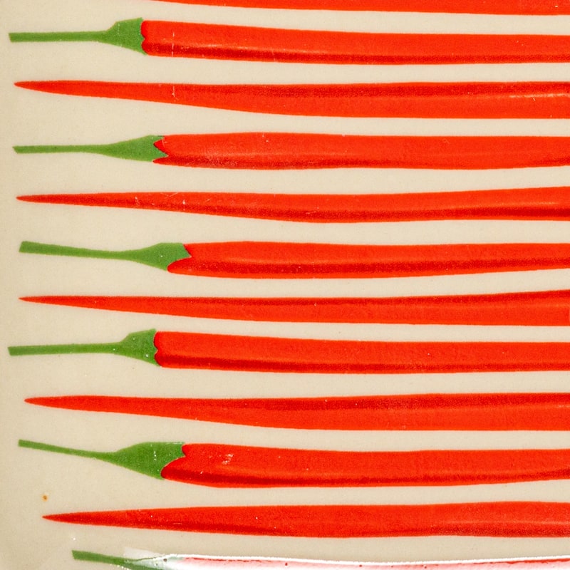 Stoneware Plate with 4 Vegetable Styles - 5.9"L x 5.8"W x 0.8"H