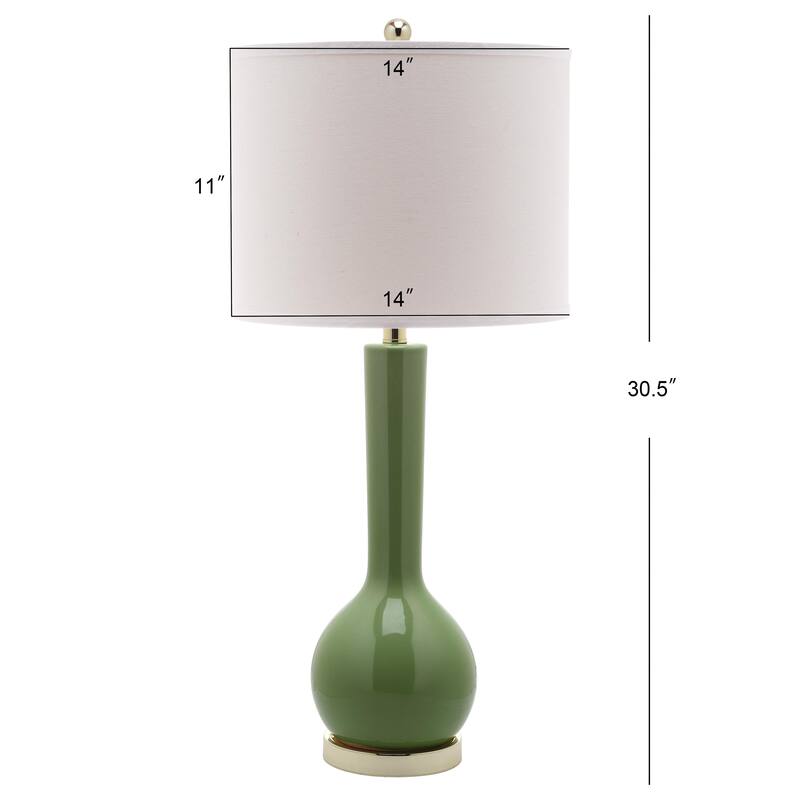 SAFAVIEH Lighting Brigid 31-inch Long Neck Ceramic White Table Lamp (Set of 2) - 14"x14"x30.5" - 14Wx14Dx31H