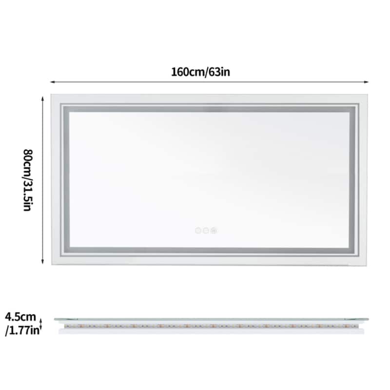 Extra Large Illuminated LED Bathroom Mirror Touch Sensor Anti Fog