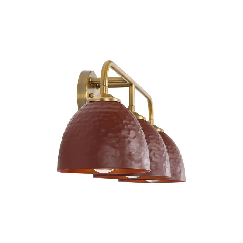 Golden Lighting Shepard 3-light Vanity in Modern Brass and Russet Clay shade
