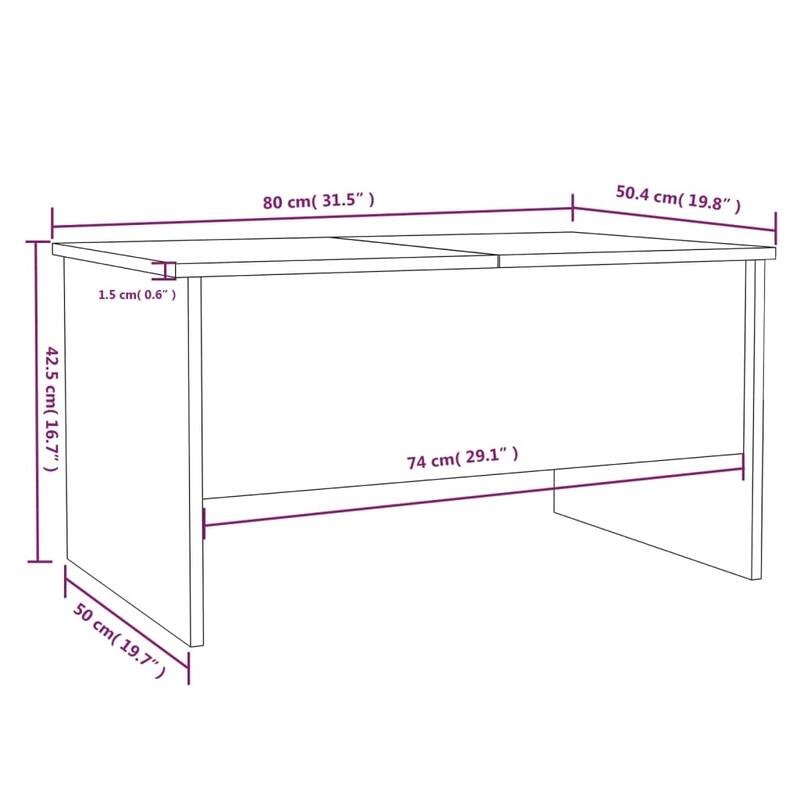vidaXL Coffee Table Lift Top End Table Accent Side Sofa Table Engineered Wood - 31.5" x 19.7" x 16.7"