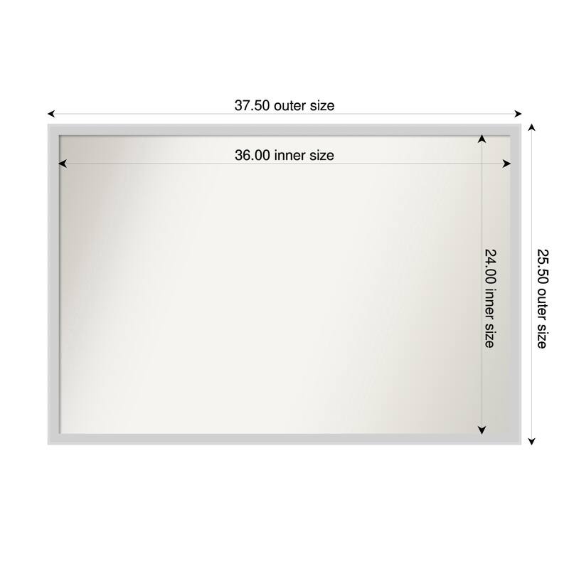 Incline Non-Beveled Wood Framed Wall Mirror - 38 x 26 in - Incline Silver