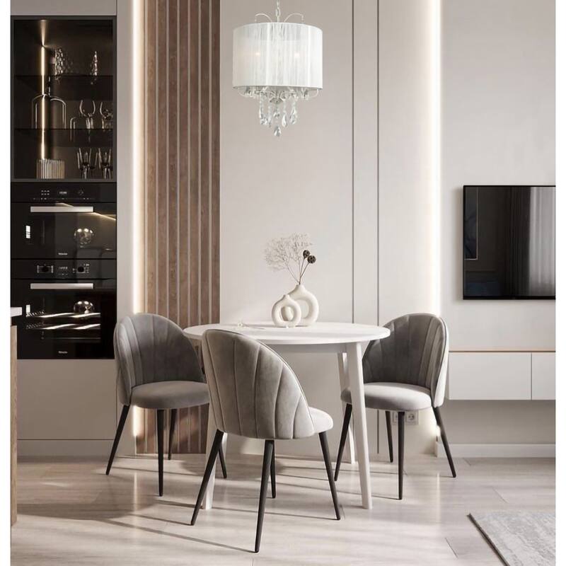 3-Light White Chandelier With Clear Crystals And A White Shade