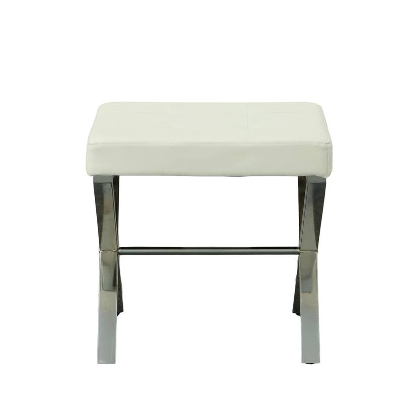 Cushioned X-Frame Vanity Bench - 20" - White and Chrome