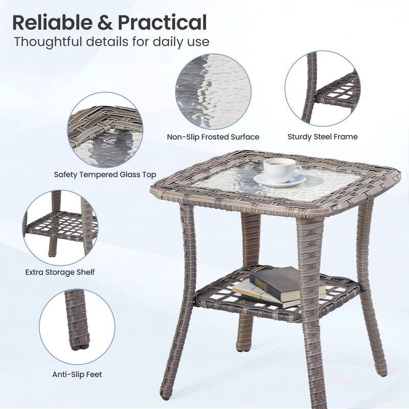 Pocassy Wicker Patio Sofa Glider Swivel Chair Ottoman Furniture Set.