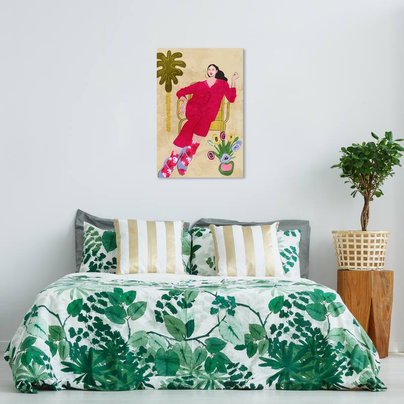 Wynwood Studio Fashion and Glam PJ Outfit Red and Light Brown Modern & Contemporary Wall Art Canvas Print - 36 x 24