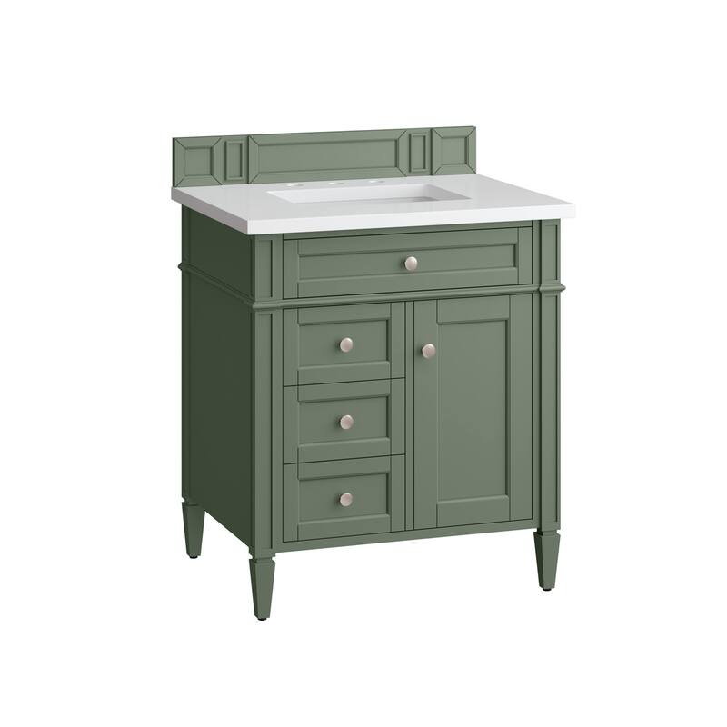 James Martin Vanities 650-V30-3WZ Brittany 30" Single Basin Poplar - Smokey Celadon - Steel Finish