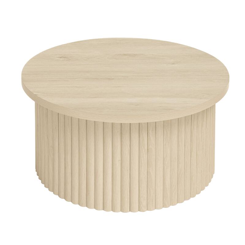 Roomfitters Round Coffee Table, Modern Accent Side Table, Wooden Center Table