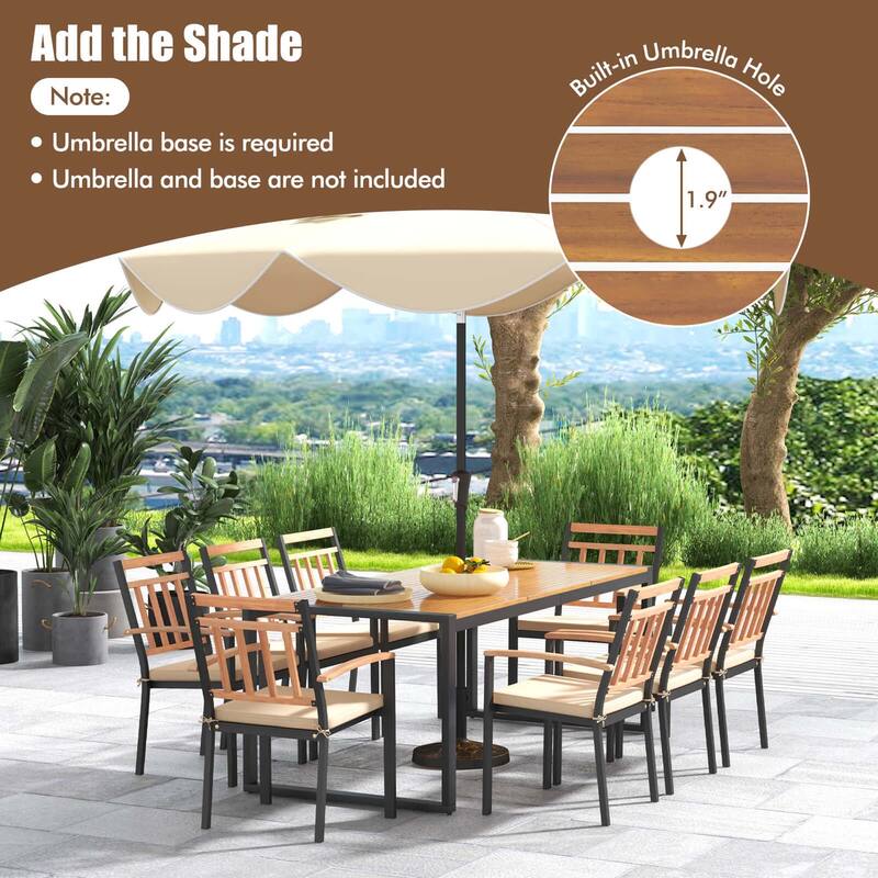 Costway 9 Pieces Patio Dining Set with Soft Cushions and 1.9" Umbrella - See Details