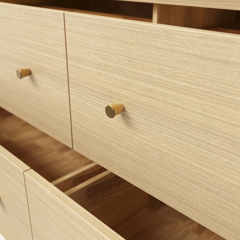 63” Solid Wood 6 Drawer Dresser – Semi-Assembled Modern Farmhouse Wide Chest with Soft-Close Undermount Slides