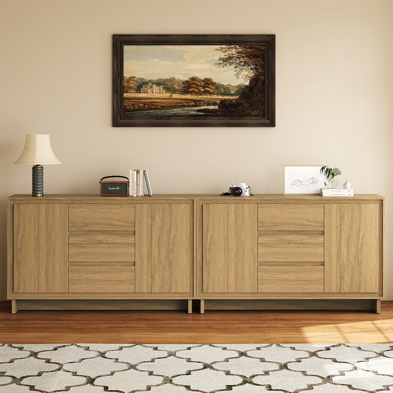 Modern Storage Cabinet with 2 Doors, 3 Drawers & Framed Edge Design - N/A