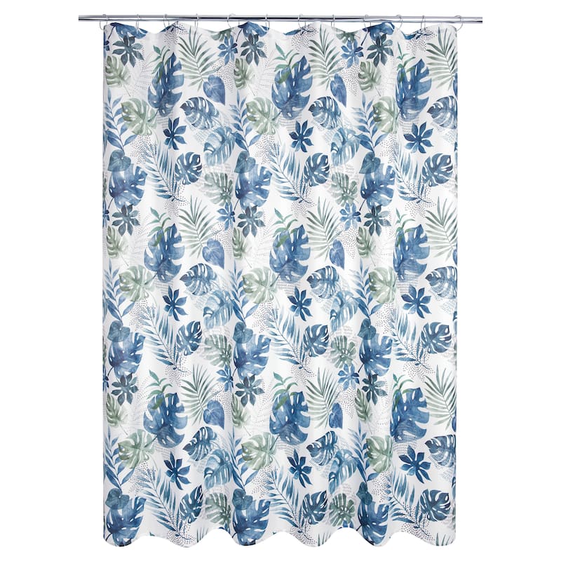 Blue Palm Shower Curtain