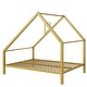 preview thumbnail 9 of 18, Full Size Metal House Platform Bed with Roof and Chimney