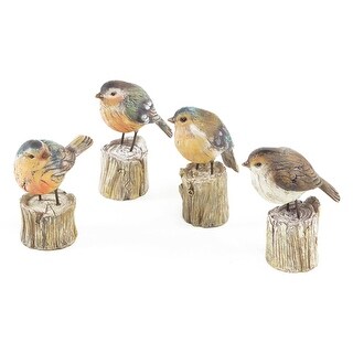White Ceramic Bird Standing on a Stump Figurines (Pack of 3) - Free ...
