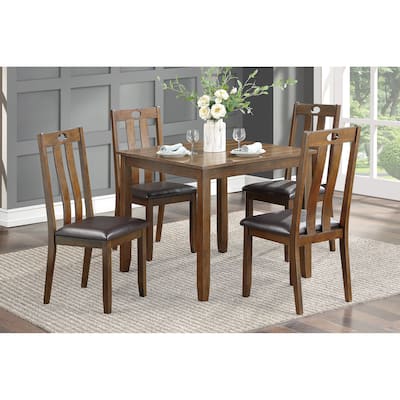 Dining Set Table and 4 Side Chairs Upholstered Seat Wooden Kitchen Dining Set