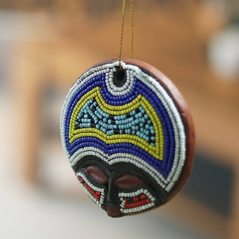 Novica Handmade Ashanti Vibrancy Recycled Plastic Beaded Wood Ornaments (Pair)