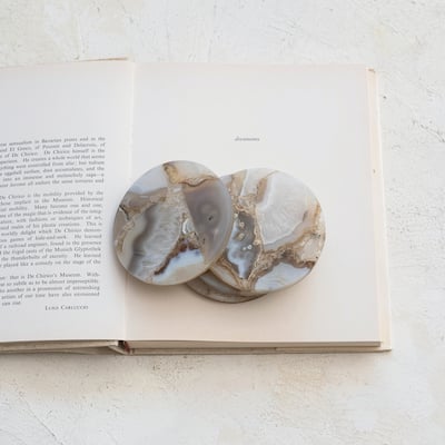 Agate Coasters, Set of 4 - 4.0"L x 4.0"W x 0.5"H