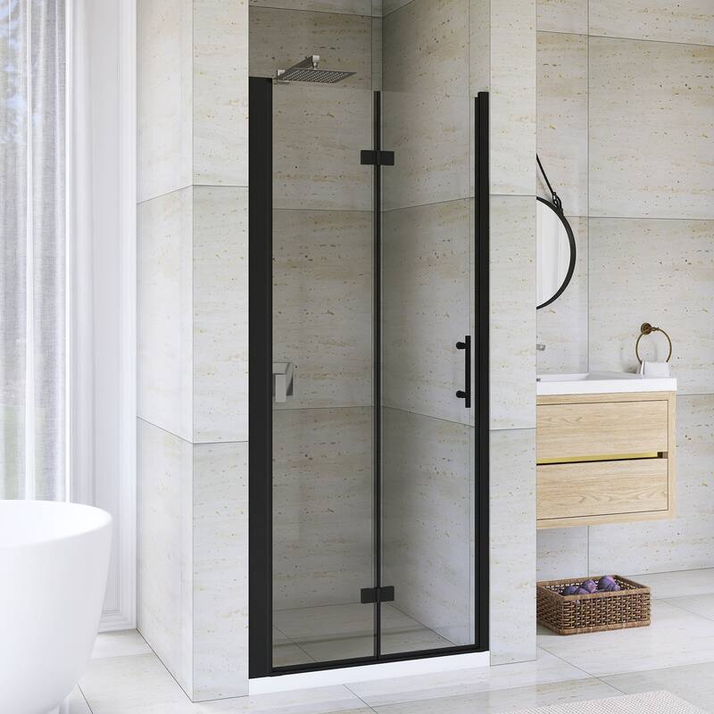 Bifold Framed Shower Door in Matte Black Finish
