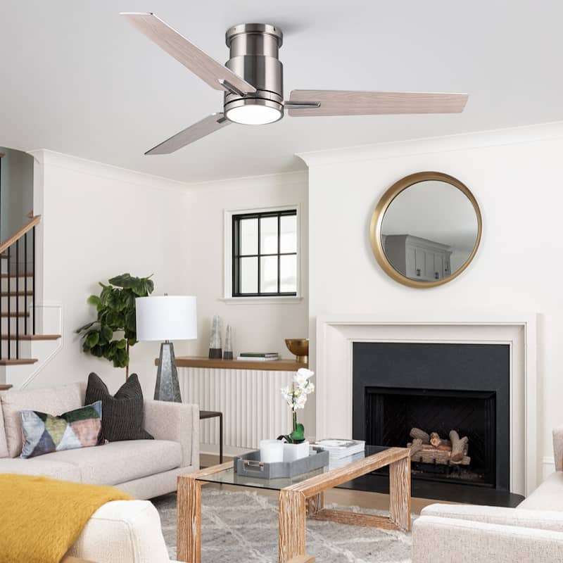 52" Brushed Nickel Lowe Profile Ceiling Fan With Light