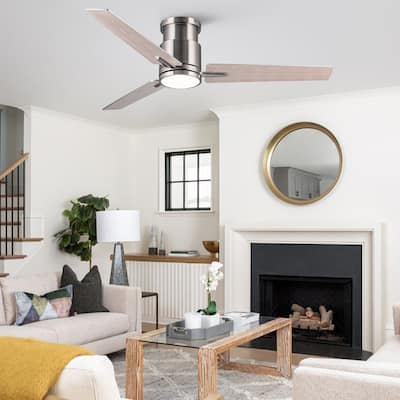 52" Low Profile Ceiling Fan with Light, Flush Mount Ceiling Fan for Bedroom Living Room