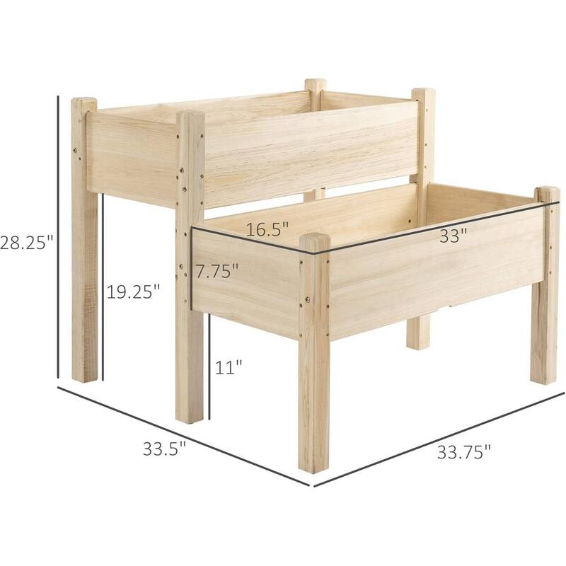 2-Tier Raised Garden Beds, Elevated Planter Boxes for Vegetables, Flowers, Patio, Backyard - N/A