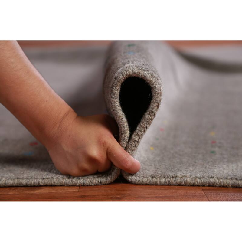 Hand Knotted Oriental 100% Wool Carpet Tribal Tribal Greys & Charcoal Gabbeh Area Rug - 12' 3'' X 8' 11''